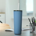thumbnail image 5 of Ozark Trail 30 oz Slim Insulated Stainless Steel Tumbler with Straw, Double Wall Insulation, Washed Indigo, 5 of 10