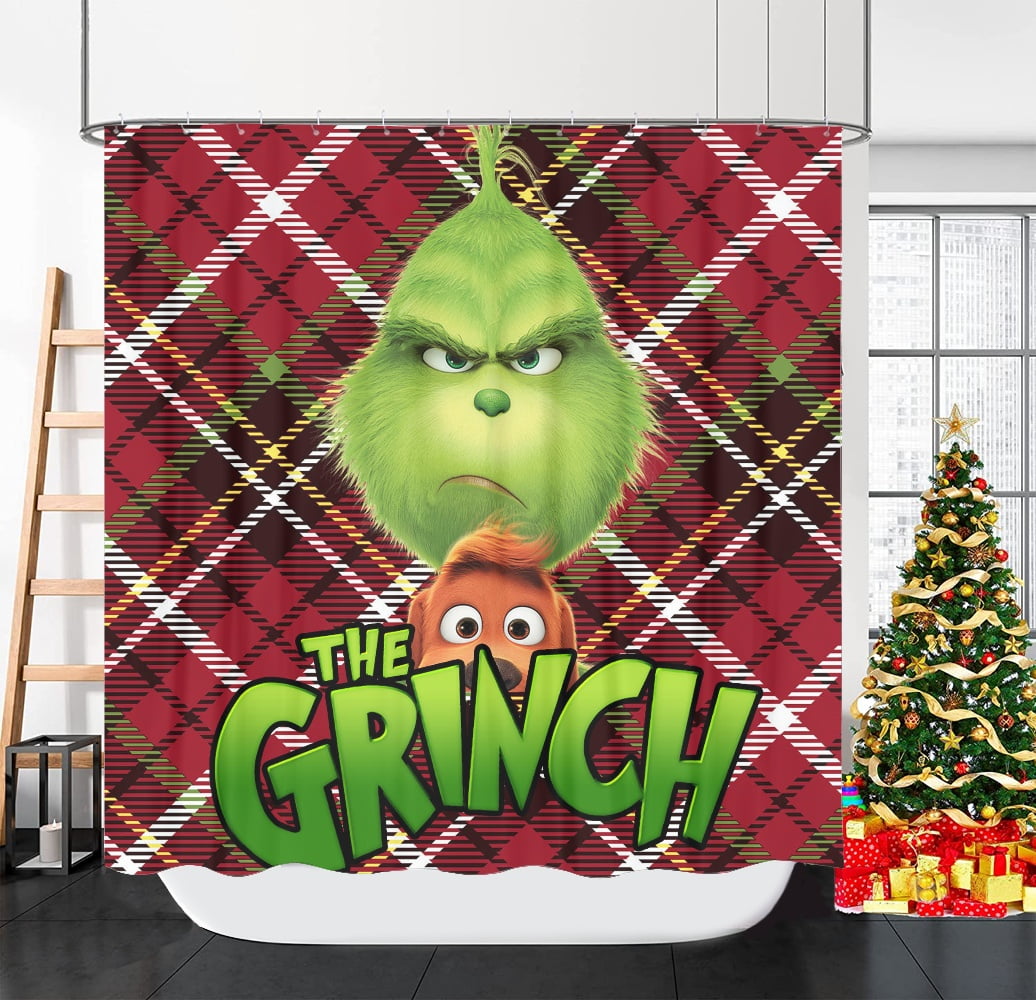 Christmas Grinch Shower Curtain, Bathroom Bathtubs Decor Merry