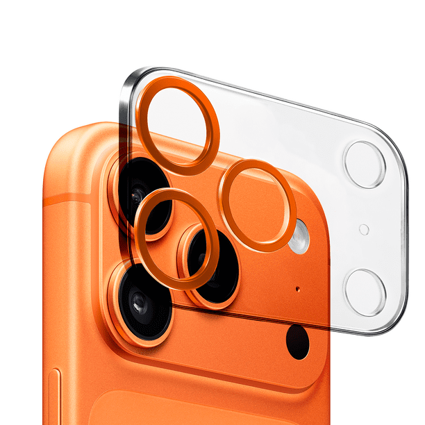 Mica de Cámara Cristal Deluxe 2mm para iPhone 17 PRO – Protección Vidrio Templado Anaranjado, Alta Claridad y Ajuste Perfecto