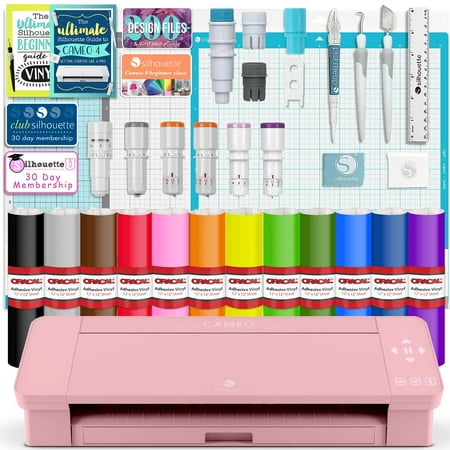 Silhouette Blush Pink Cameo 4 w/ Deluxe Blade & Tool Pack, Mat Pack, Vinyl
