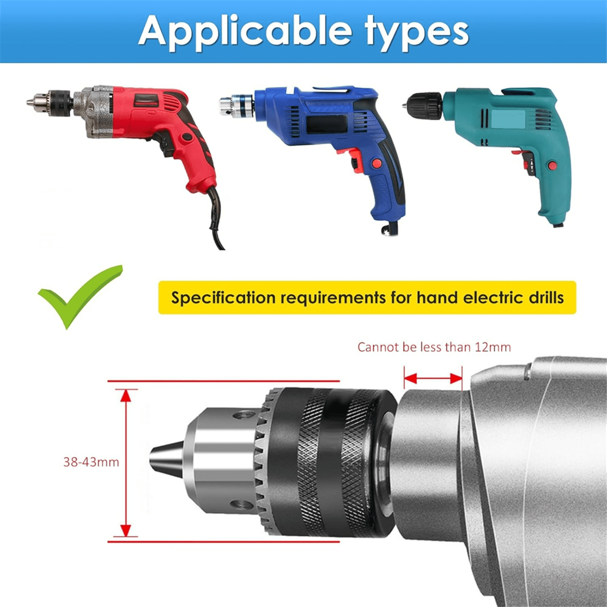 Square Hole Drill Bit Adapter with Drill Bits, Mortising Attachment,Hole Drill Fixing Holder, Power Tool for Woodworking
