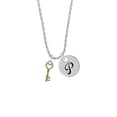thumbnail image 2 of Delight Jewelry Goldtone Open Heart Key Silvertone Script Initial Disc - P - Charm Necklace, 20"+3", 2 of 4