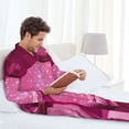 thumbnail image 6 of Lsque Sparkling Pink Toilet Pattern Long Sleeve Pajama Set for Men - Soft 2-Piece Sleepwear and Loungewear Set with Pockets, Comfy Nightwear-Large, 6 of 7