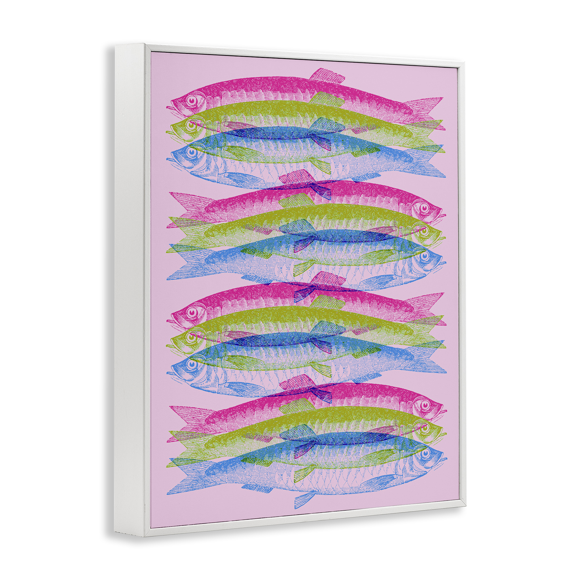 Stupell Industries Rainbow Layered Fish Animals & Insects Painting White Framed Art Print Wall Art, 16 x 20