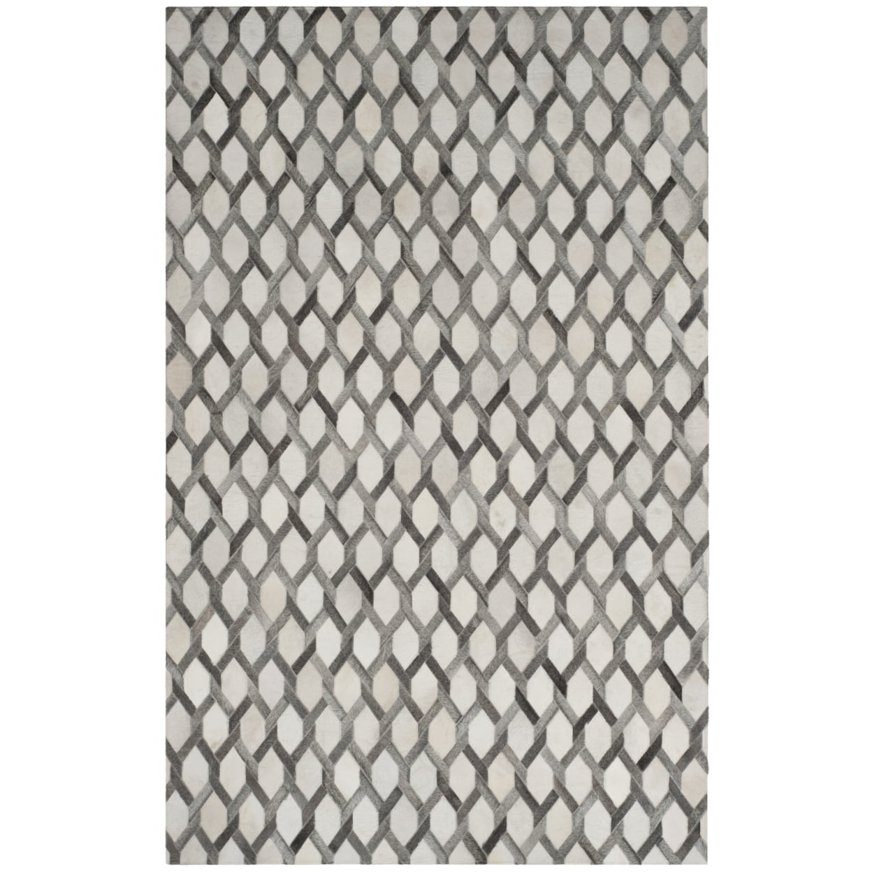SAFAVIEH Studio Leather Merton Geometric Area Rug, Ivory/Grey, 4' x 6'