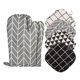 thumbnail image 1 of Guantes sencillos de algodón y lino para aislamiento térmico en microondas, guantes para horno de alta temperatura, juego de guantes para hornear., 1 of 8