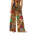thumbnail image 6 of Ounisa Boho Floral Wide Leg Pants for Women Chiffon Casual Loose Pants Summer Beach Flowers Print Flowy Rashguard Long Pants, 6 of 7