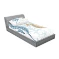 thumbnail image 2 of Ambesonne Tropical Fitted Sheet & Pillow Sham Set, Fishes in Soft Tones, Twin, Blue Cream, 2 of 2