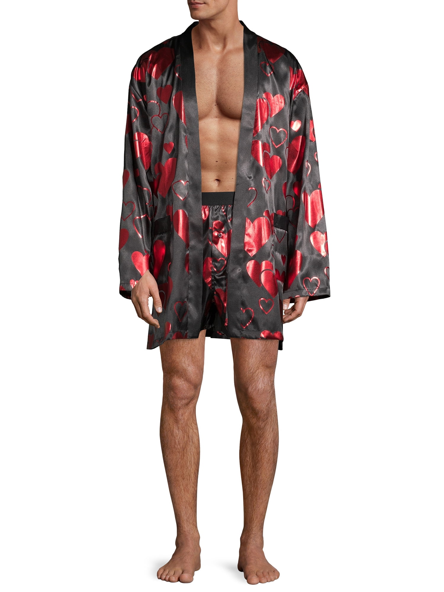 men's silk robe and boxer set