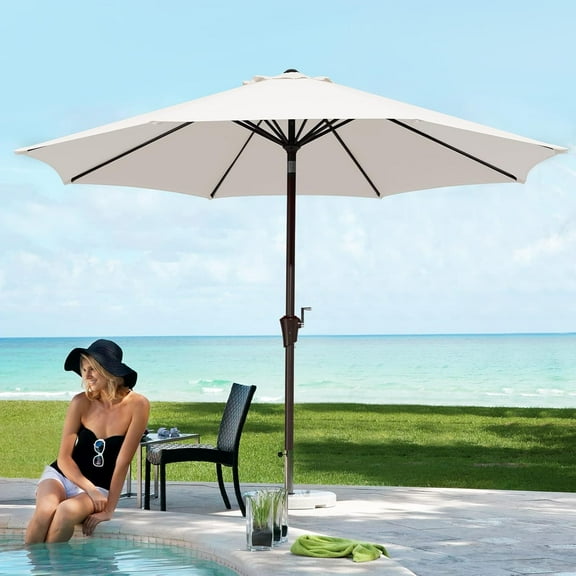 JEAREY Olefin Patio Umbrella Outdoor Umbrella with Auto Tilt