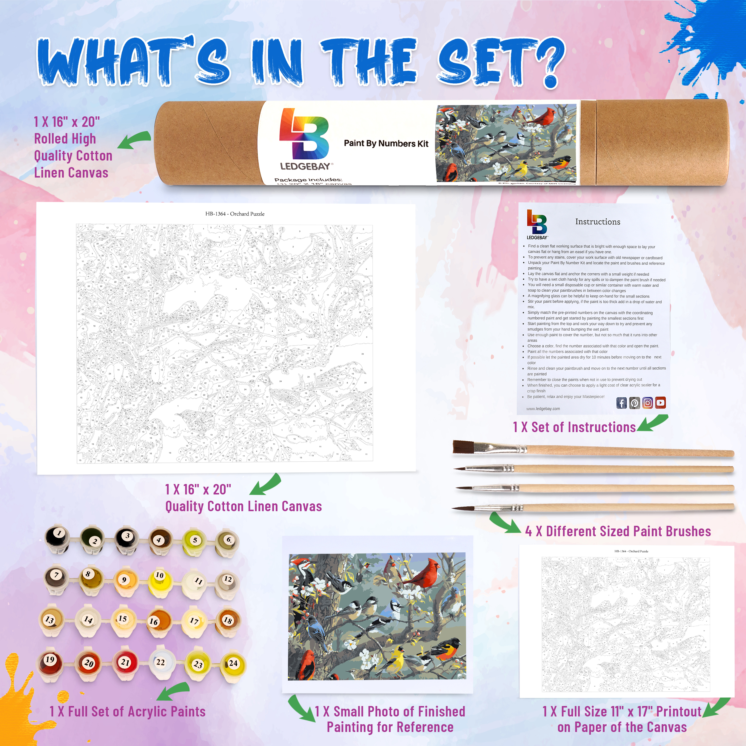 Ledgebay Paint by Numbers Kit, Orchard 16x20 photo 8