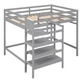 thumbnail image 3 of Euroco Full Size Loft Bed with Shelf and Hanger for Kids Teens Bedroom, Gray, 3 of 14