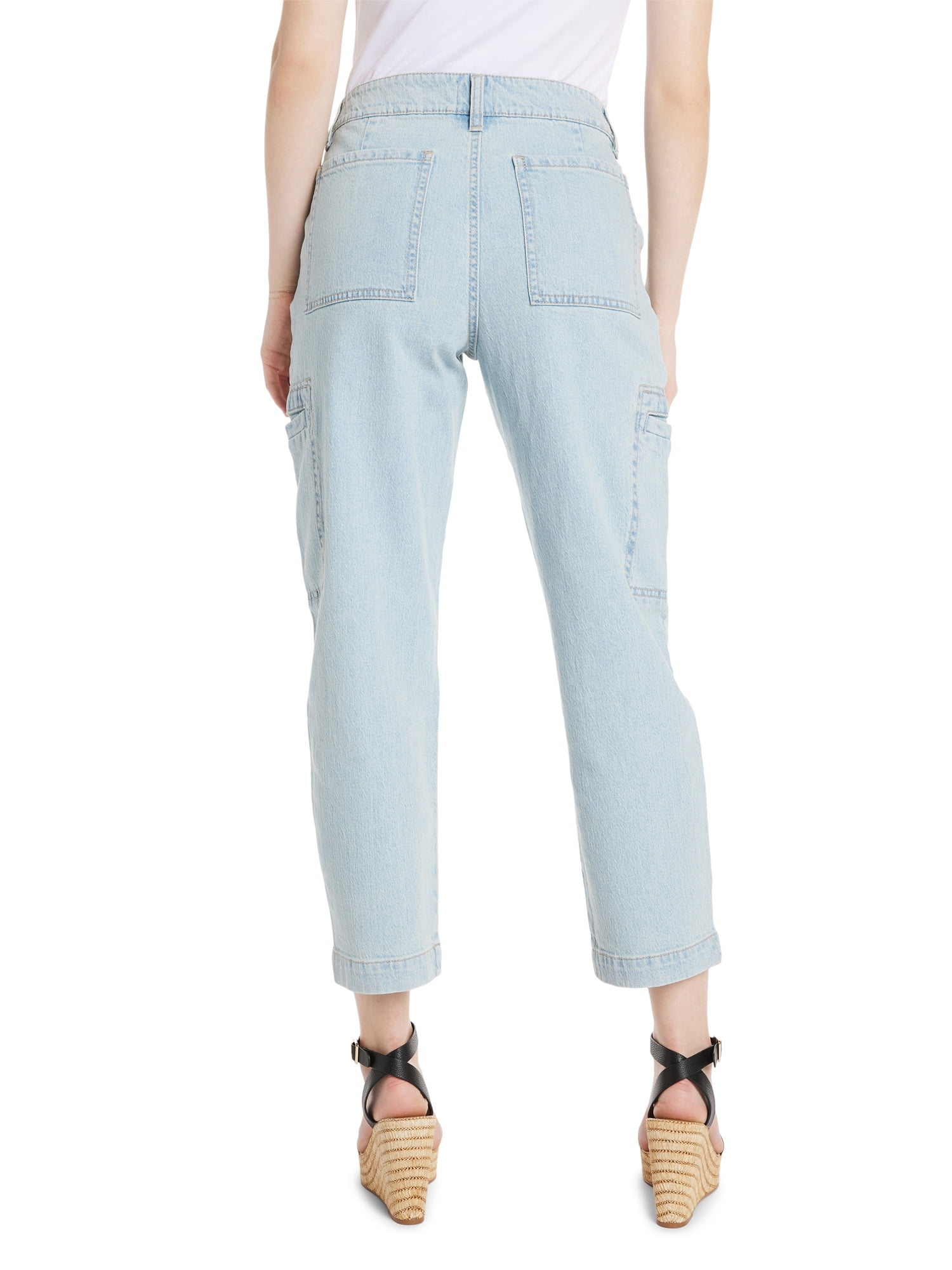 Time and Tru Women's Mid Rise Straight Utility Pants, 27" Inseam, Sizes 2-20
