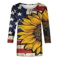 thumbnail image 4 of Independence Day Shirt for Women American Flag 3/4 Length Sleeve Tops 4th of July Tops USA Flag Stars Striped Graphic Tees Patriotic Round Neck Tunic Top Memorial Day Fashion Vacation Blouses, 4 of 5