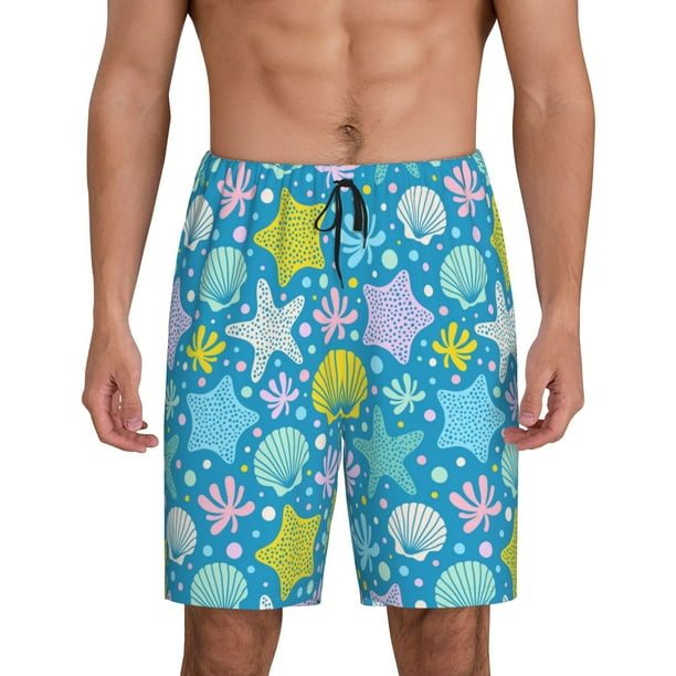 Fotbe Starfish Pantalones Cortos de Pijama para Hombre, Ropa de Dormir, Pantalones de Pijama Cortos para Hombre-Small