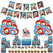 Super Mario Birthday Party Supplies Mario Kart Theme Party Supplies Includes Mario Bros Banner Cake Toppers Gift Bags Balloons for Mario Birthday Decorations