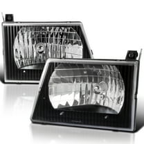 Spec-D Tuning Black Diamond Headlights Compatible with 1992-2006 Ford Econoline Van E150 E250 E350 E450 L R Pair Head Light Lamp Assembly