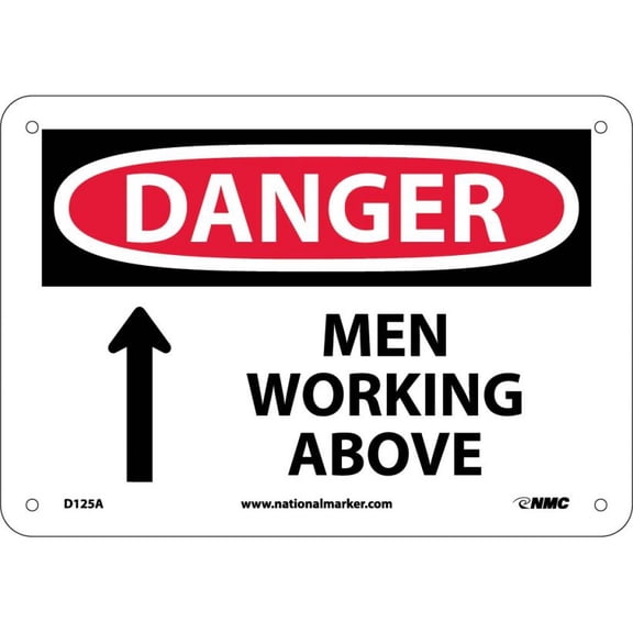 NMC Signs D125A, Danger Men Working Above Sign, 7 X 10, Aluminum .040
