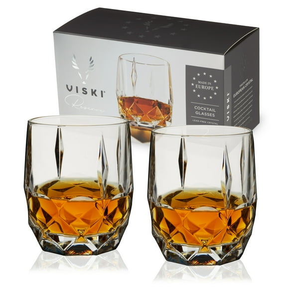 Viski Reserve Bruno Cocktail Glasses, Crystal Whiskey Glasses 11oz Set of 2