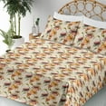 thumbnail image 3 of Ambesonne Floral Fitted & Flat Sheet with Shams 4 Pcs Set, Vintage Botanical Flower Art, King, Cream Pistachio Green, 3 of 5