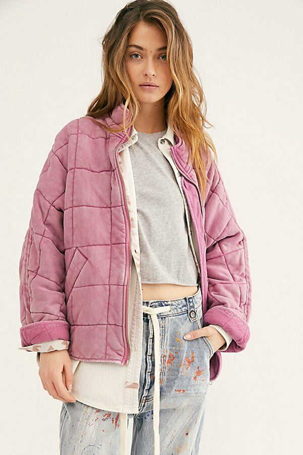 Dolman Quilted Knit Jacket Pink 