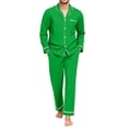thumbnail image 2 of Mens Pajamas Set Long Sleeve Button Down Loungewear Soft Relaxed Fit Mens Sleepwear Night Pjs Sets with Pockets, 2 of 6