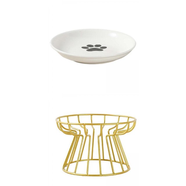 Cuenco para gatos y perros, plato de alimentación para mascotas, soporte de Metal, cuenco de comida para gatos, alimentador de agua, alimentador para gatos, cuenco de cerámica para Oro Salvador Cuencos de cerámica