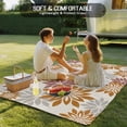 thumbnail image 4 of Geometric Flower Outdoor Rug for Patio/Deck/Porch, Non-Slip Large Area Rug 6 x 9 Ft, Vintage Country Floral Orange Grey on Linen Indoor Outdoor Rugs Washable Area Rugs, Camping Rug Carpet Runner, 4 of 8