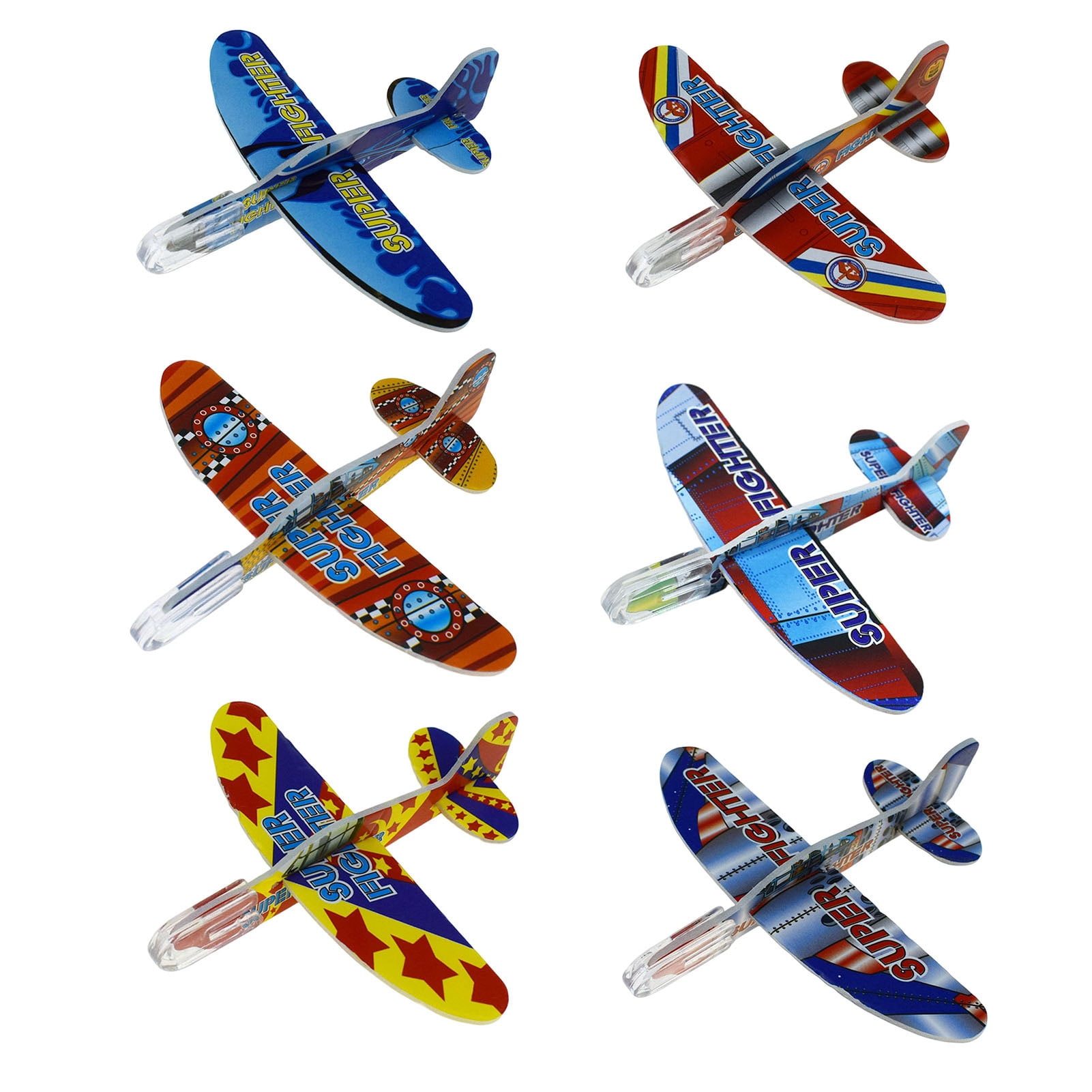 huanledash 6Pcs Hand Throw Airplane DIY Easy to Assemble Foam Glider
