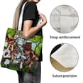 thumbnail image 3 of Animal Friends Bolso de tela con estampado de lienzo para mujer, bolsa de compras reutilizable y estética, con cremallera interior, regalo para mujer, 35 × 40 cm., 3 of 6