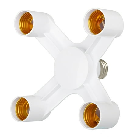 - 4 In 1 E27 To 4E27 Base Socket Splitter LED Light Lamp Bulb Adapter Holder White