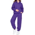 thumbnail image 6 of Sakuulaan Kids 2‑Piece Tracksuit Set, Full‑Zip Hooded Jacket and Jogger Pants, Soft Polyester Casual Outfit for Girls 2‑14 Years, 6 of 7