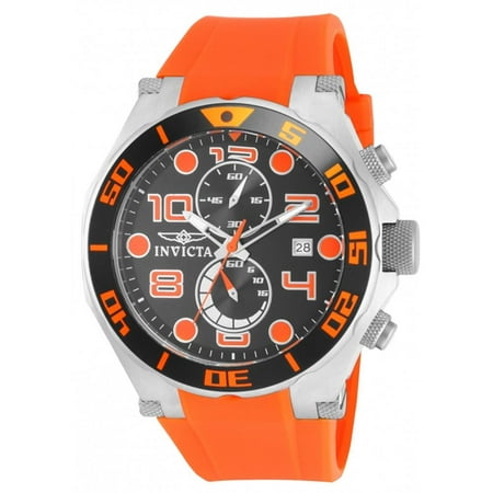 Invicta Men's Pro Diver Orange Polyurethane Band Steel Case Quartz Black Dial Analog Watch 15395