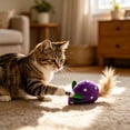 thumbnail image 4 of Star Style Plush Mouse Cat Toy 5.5 Inch, Mixed Color Feather Tail Simulated Mouse for Kittens, Purple, 4 of 6