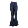 thumbnail image 6 of Cmfcve Women's Flare Jeans Solid High Waist Slim Fit Horsehoe Pants Classic Stretch Vintage Long Denim Pants, 6 of 7