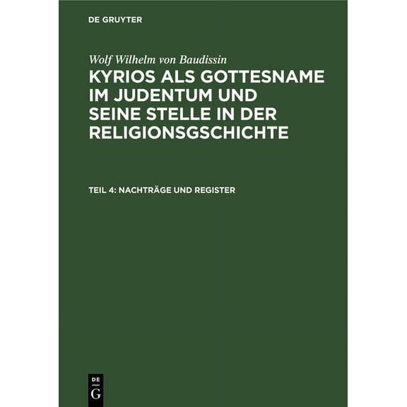 Nachträge Und Register, (Hardcover)