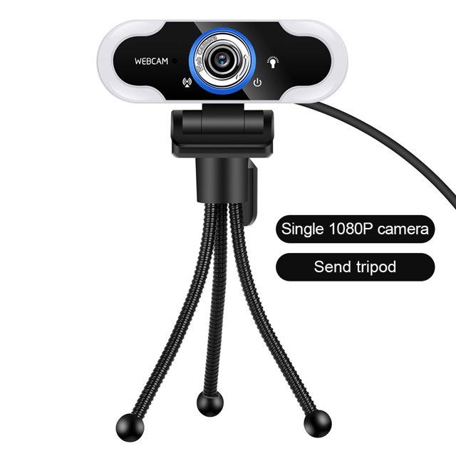 Cámara de computadora 1080P USB LED Cámara web Luz blanca 5500K Cámara de trabajo con micrófono, cámara, soporte triangular Inevent EL000975-02B