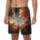 thumbnail image 1 of Balery Red And Gray Flame Fox Bañador para hombre, shorts de playa de secado rápido con entrepierna y forro de compresión-X-Large, 1 of 6