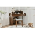 thumbnail image 2 of WARMMUSE Corner Vanity Desk with Adjustable Tri-Folding LED Mirror & Stool, Space-Saving Makeup Table with Large Storage & 3-Color Lighting, Walnut, 2 of 10
