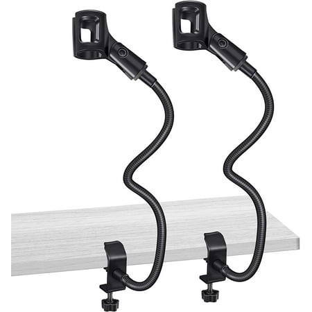 Stand 2 Pcs Flexible Gooseneck Desktop Mic Stands Holder Adjustable 3/8 to 5/8 Inch Adapter Podium