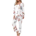 thumbnail image 4 of Anygrew Women's Pajama Sets 2 Piece Soft Lounge Outfits Pajamas for Women Long Sleeve Pleated Lounge Outfits and Long Pant With Pockets, 4 of 9