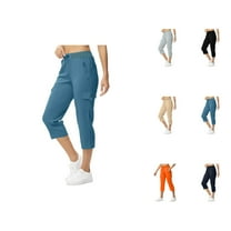 Capri Pants for Women 2025 High Waisted Wide Leg Drawstring Casual Cargo Capris with Pockets Womens Cropped Pants