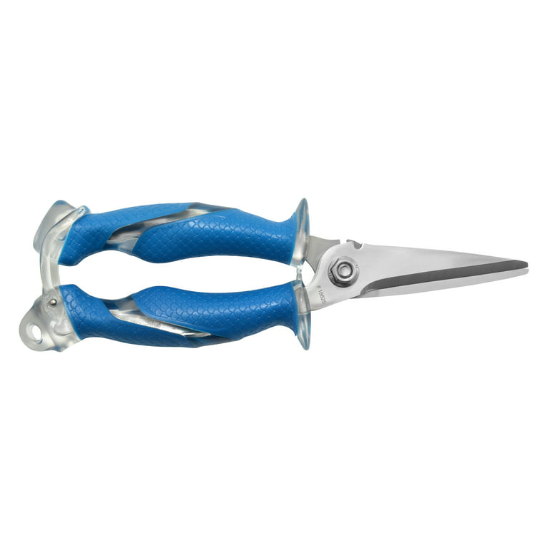 Cuda Fishing Snips, 8, Serrated Titanium Bonded with Integrated Wire  Cutter, Blue