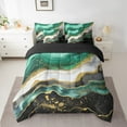 thumbnail image 2 of YST Green Marble 7-Piece Abstract Art Bedding Set, Stone Pattern, King Size Comforter Set, 2 of 4