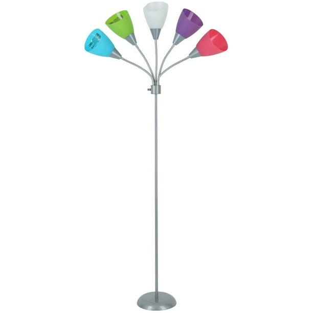Mainstays 5 Light Floor Lamp Pastel, Mainstays 5 Light Multi Head Floor Lamp Black With Color Shade