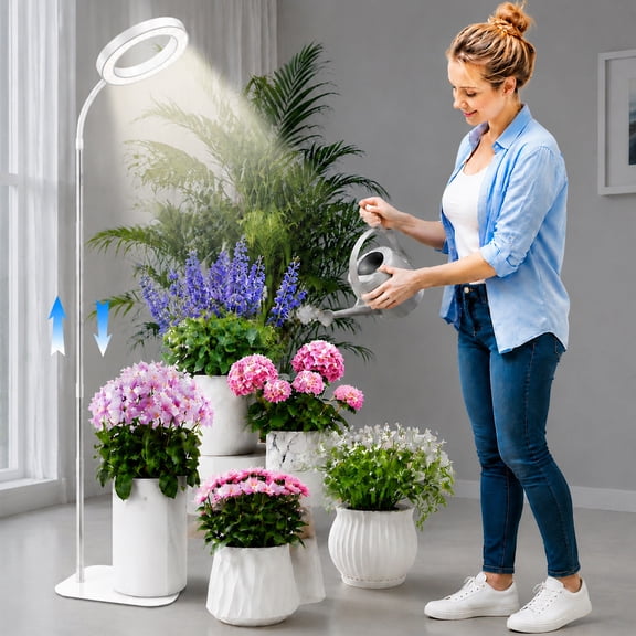 Gaormii Full Spectrum LED Grow Lights for Indoor Plants with 3H/9H/12H Auto Timer, Height Adjustable (12.8-62.5"), 3 Color Modes, 10 Dimming - Sun Lamp for Large Tall Small Plant-White
