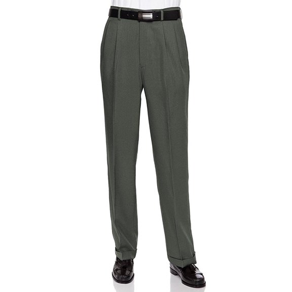 RGM Men's Work to Weekend Pleated Front Dress Pant Olive-Microfiber 34 Short