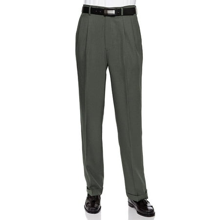 RGM Men's Work to Weekend Pleated Front Dress Pant Olive-Microfiber 34