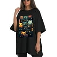thumbnail image 4 of Plus Size Shirt for Women Black Tops for Women Short Sleeves Shirt for Women Cats T Shirt Crewneck Shirt for Women XL, 4 of 5