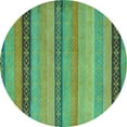 thumbnail image 1 of Ahgly Company Indoor Round Oriental Turquoise Blue Modern Area Rugs, 3' Round, 1 of 4